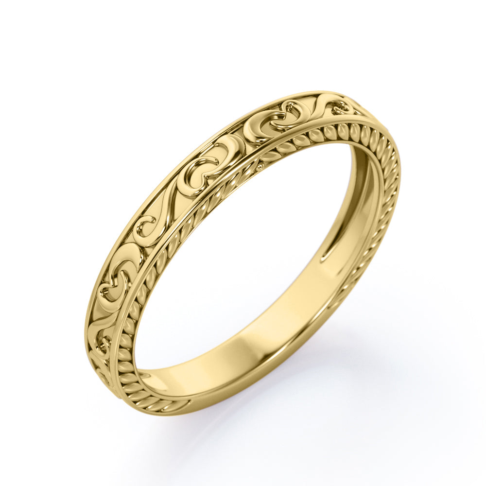 Art Deco Filigree Design Wedding Ring Band