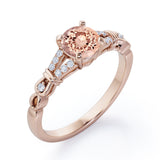 Split Shank 0.6 carat Round Morganite and Diamond Engagement Ring in Rose Gold
