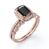 Bestselling 1.75 Carat Wedding Ring Set with Lab Black Diamond for Women in Rose Gold