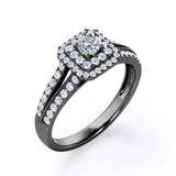 Milgrain 1 Ct Round Diamond Split Shank Engagement Ring