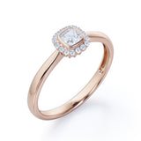 0.50 Ct Princess Cut Diamond Halo Engagement Ring