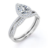 1.25 Carat Pear Cut Moissanite Twisted Wedding Ring Set