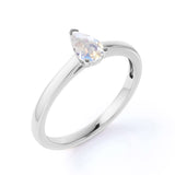 1 Carat Pear Shaped Moonstone Wedding Ring in Rose Gold - Blue Moonstone Ring
