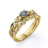 Antique 0.75 Ct Round Salt and Pepper Diamond Wedding Ring Set