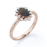 Halo 1.25 Ct Oval Cut Lab Created Black Opal Engagement Ring