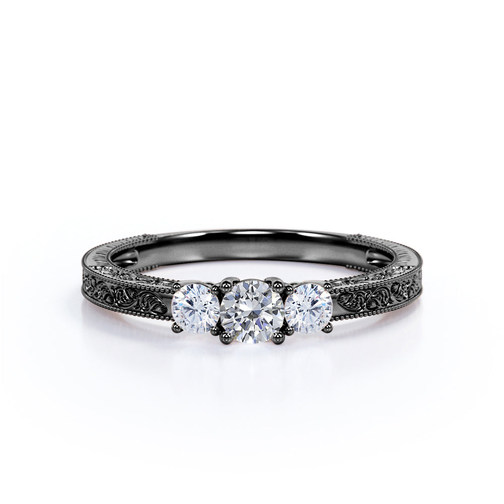 Vintage 0.50 Ct Round Lab Diamond Engagement Ring