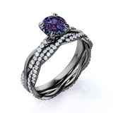 Infinity 1.75 Ct Round Cut Alexandrite Bridal Set