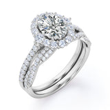 Halo 2 Carat Oval Cut Moissanite Bridal Set