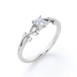 Certified Nature Inspired 0.50 Ct PrincessLab Diamond Engagement Ring