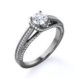 Certified 1 Ct Round Lab Diamond Vintage Engagement Ring