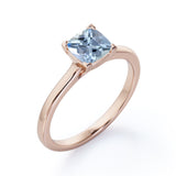 1 ct Cushion Aquamarine  Solitaire Engagement Ring