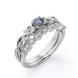 Antique 0.75 Ct Round Salt and Pepper Diamond Wedding Ring Set