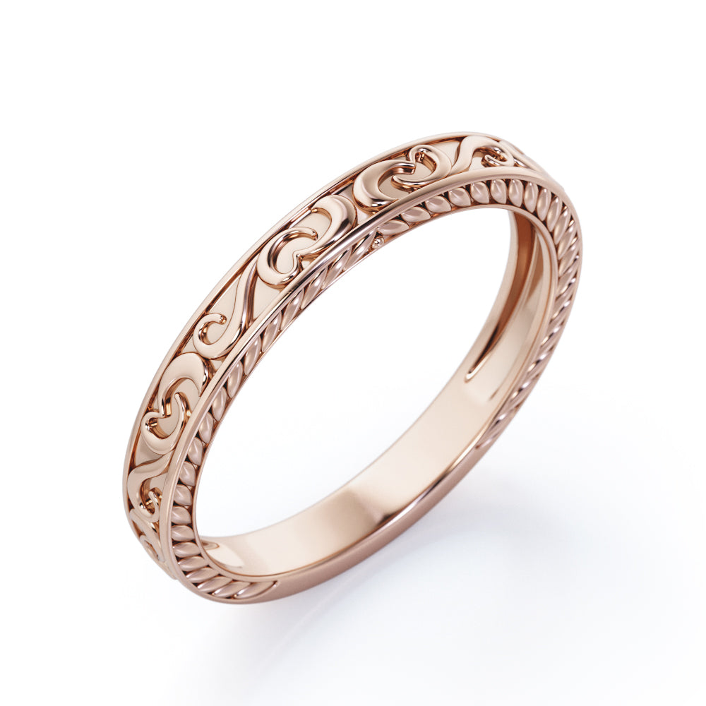 Art Deco Filigree Design Wedding Ring Band