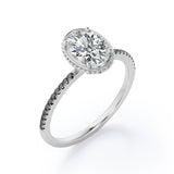 Milgrain Bezel Prong 1.5 TCW Oval Cut Moissanite with Lab Created Black Diamond Pave Style Engagement Ring in Rose Gold