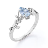 1 ct Pear Aquamarine Flower Inspired Engagement Ring