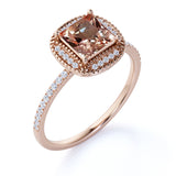 Limited Time Sale: 1.25 Carat Peach Pink Morganite (princess cut Morganite) and Diamond Engagement Ring
