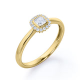 0.50 Ct Princess Cut Diamond Halo Engagement Ring