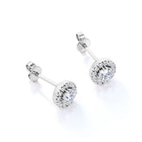 Bezel French Pave 0.43 CT TDW Round Certified Lab Diamond Double Prong Stud Earrings in White Gold