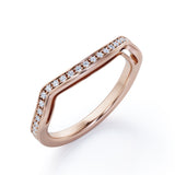 Pave 0.15 TCW Round Shape Curved Wedding Band