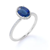 Solitaire 1.15 Ct Oval Cut Lab Sapphire Engagement Ring