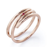 Solitaire 0.05 Carat Round Cut Lab Ruby Spiral Stackable Ring In Rose Gold