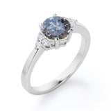 Seven Stone 0.60 Ct Round Salt and Pepper Diamond Engagement Ring