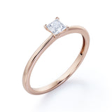 Solitaire 0.5 carat Square Moissanite Engagement Ring - Birthday Gift For Women - in White Gold