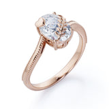 1.25 Carat Oval cut Moissanite Solitaire Engagement Ring in 10k White Gold