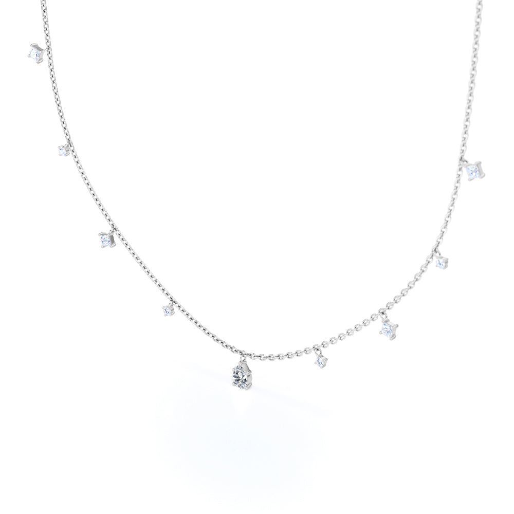 Diverse Twinkle  Star Shapes 1 carat Moissanites/Diamonds Silver Necklace in Rose Gold
