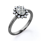 Floating Halo 0.6 carat Oval Moissanite and Diamond Engagement Ring in Rose Gold