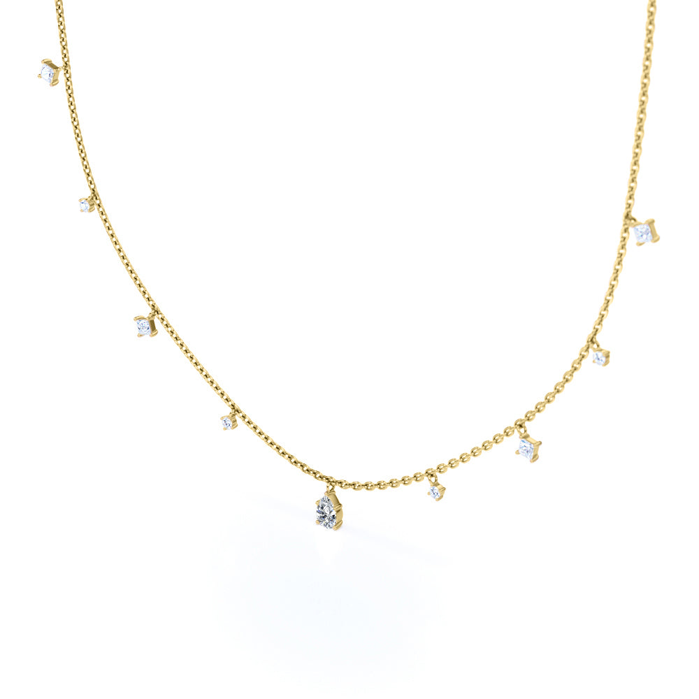 Diverse Twinkle  Star Shapes 1 carat Moissanites/Diamonds Silver Necklace in Rose Gold