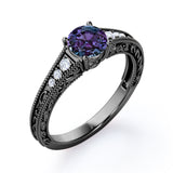 1.25 Ct Round Lab Alexandrite Filigree Engagement Ring