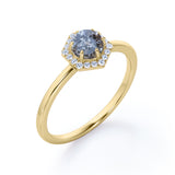 Hexagon 1 Ct Round Salt and Pepper Diamond Engagement Ring