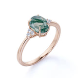 1.50 Carat Round Cut Moss Agate Cluster Engagement Ring
