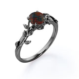 1 Ct Round Cut Lab Created Black Opal Floral Engagement Ring