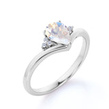 Split Shank 1.75 ct Pear Moonstone Engagement Ring