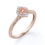 Vintage Halo 0.65 carat Round Morganite and Moissanite Engagement Ring in Rose Gold