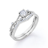Infinity Branch Design 0.6 CT TDW Round Cut Natural Diamond Pave Wedding Ring Sets