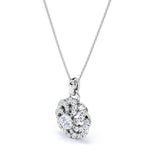 Circle of Life Prong Set 1.25 Carat Round Cut Certified Moissanite and Diamond Floating French Pave Pendant Necklace in White Gold