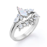 1 Ct Kite Cut Lab Created Opal Tiara Wedding Ring Set