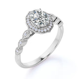 Art Deco 1.75 Carat Oval Moissanite Engagement Ring