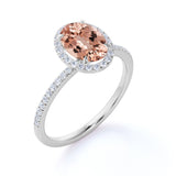 Huge 1.50 Carat antique design Morganite and Diamond oval cut Engagement Ring in Rose Gold