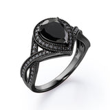 1.5 ct Teardrop Lab Black Diamond Halo Infinity Engagement Ring