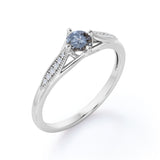 0.75 Ct Round Salt and Pepper Diamond Milgrain Engagement Ring