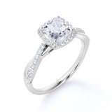 Halo 1.50 Carat Cushion Cut Moissanite Engagement Ring