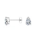 Certified - Minimalist - 1 Carat Teardrop Moissanite - Solitaire Stud Earrings - 18K White Gold Plating Over Silver