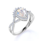Art Deco 1.5 ct Pear Moonstone Infinity Wedding Set