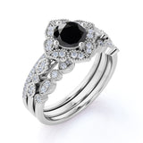 2 ct Trio Lab Black Diamond Wedding Ring Set