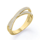 Crossover Double-Strand 0.25 TCW Round Shape Diamond Micro Pave Stackable Ring in 10K White Gold