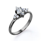 Clustered Triangle 0.55 carat Kite Moissanite and Diamond Engagement Ring in White Gold